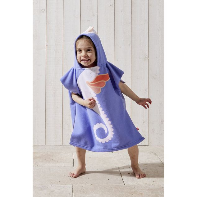 Poncho de plage enfant hippocampe TU 55x110cm