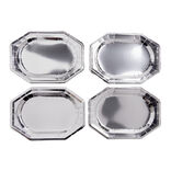 Plateau de pr&eacute;sentation ovale x4 en carton gris argent&eacute; 25x34cm
