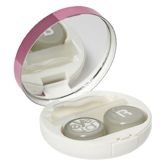 Bo&icirc;te de transport pour lentilles de contact rose ou bleu