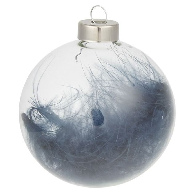 Boule de No&euml;l en verre garnie d'une plume