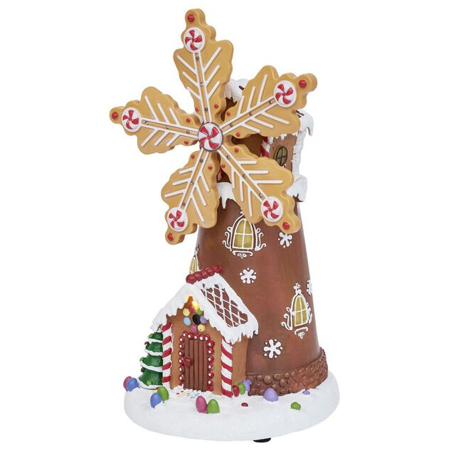 Moulin &agrave; vent lumineux musical anim&eacute; 18LED H22cm