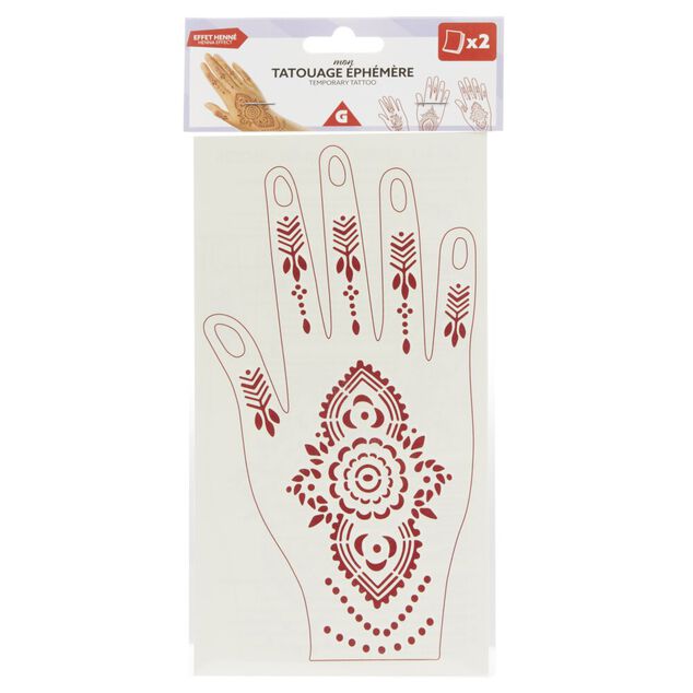Tatouage orientale éphémère pour les mains façon henné 2 feuillets