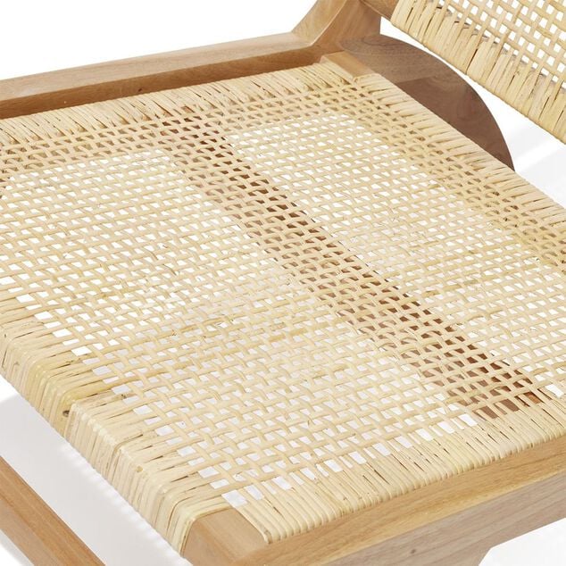 Fauteuil Nidam bois d'acajou et rotin naturel L54xP77xH71 cm