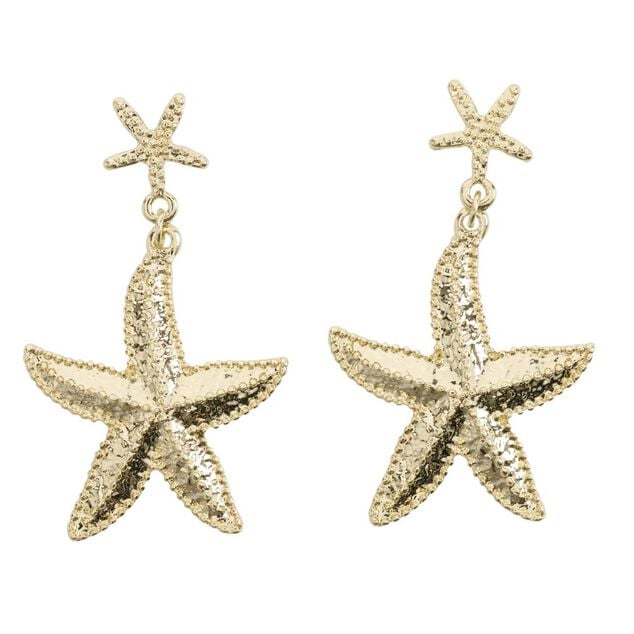 Boucles d'oreilles pendante &eacute;toile de mer zinc dor&eacute; L2cm