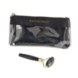 Pochette maquillage avec roll on pierre jade noir et doré L18cm