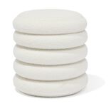 Pouf coffre Clara curly effet laine boucl&eacute;e blanc &Oslash;40xH40 cm