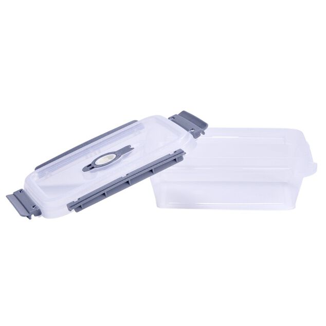 Bo&icirc;te alimentaire rectangulaire 900ml Fresh System plastique transparent et gris