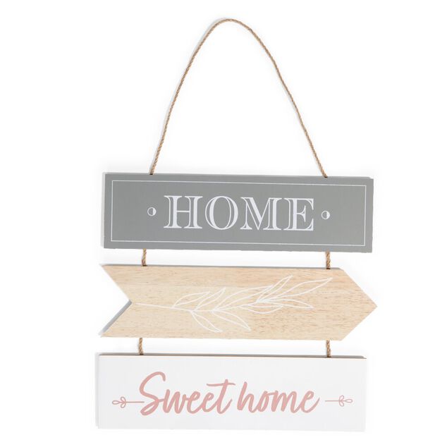 D&eacute;coration &agrave; suspendre panneaux en bois Home Sweet Home H53,5cm