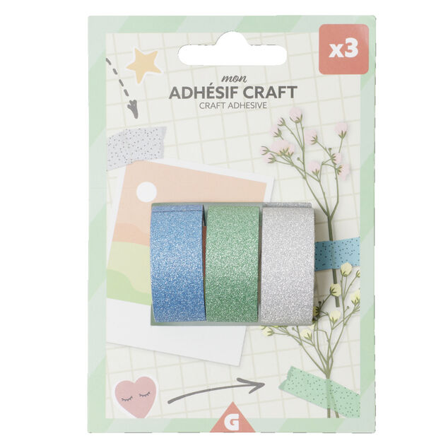 Rouleau adhésif kraft créatif 9x12xH3cm x3 (2 modèles)