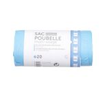 Sac poubelle 20 litres &agrave; poign&eacute;es multi usage bleu x20