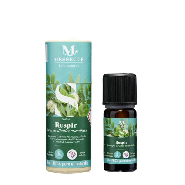 Huile essentielle synergie Mess&eacute;gu&eacute; Respir eucalyptus menthe romarin laurier 10ml