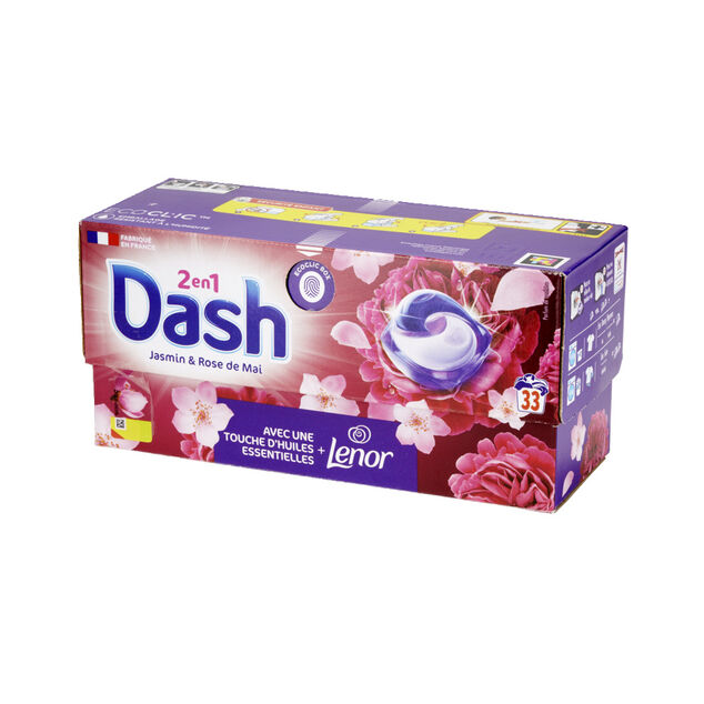 Lessive capsule Dash 2en1 Lenor jasmin et rose de Mai 33 lavages