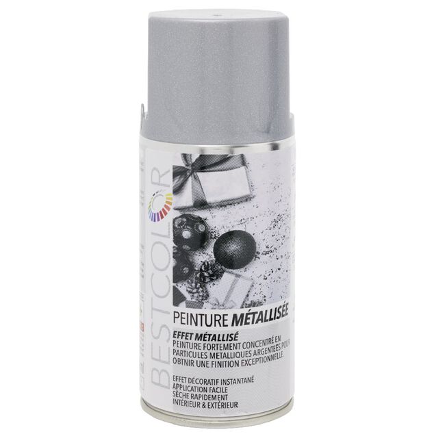 Peinture a&eacute;rosol effet m&eacute;tal Argent m&eacute;tallis&eacute; 300 ml