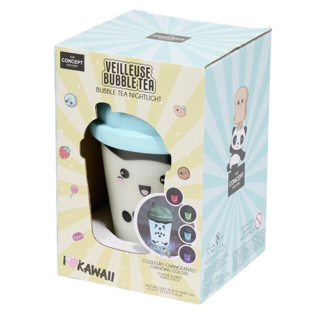Lampe veilleuse kawaii smoothie forme bubble tea couleurs changeantes H15,3cm