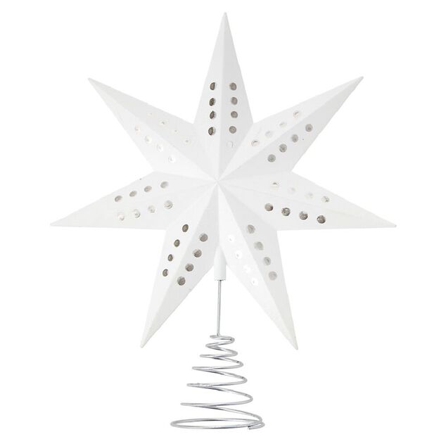 Cimier tête de sapin Noël étoile 3D blanche H22cm