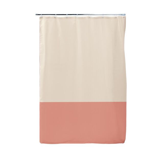 Rideau de douche bicolore beige et corail 180x200cm
