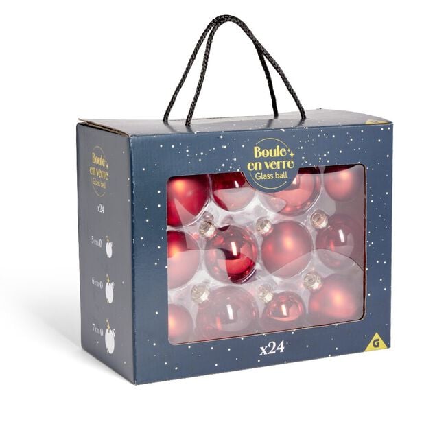 Coffret de 24 boules de Noël (3 modèles)