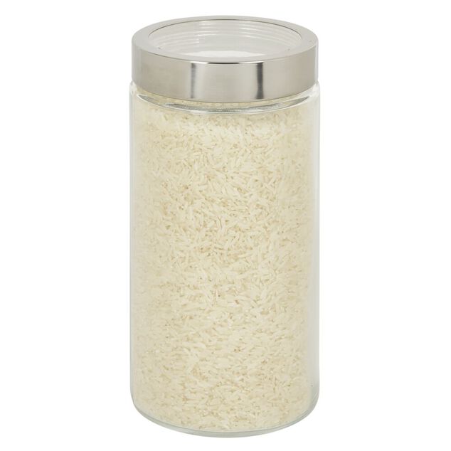Bocal en verre transparent couvercle inox 1,6L - &Oslash;11xH.22cm