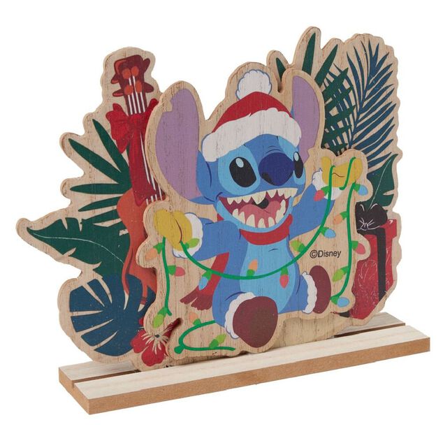 D&eacute;coration Disney &agrave; poser Stitch No&euml;l bois L23xH19,5cm