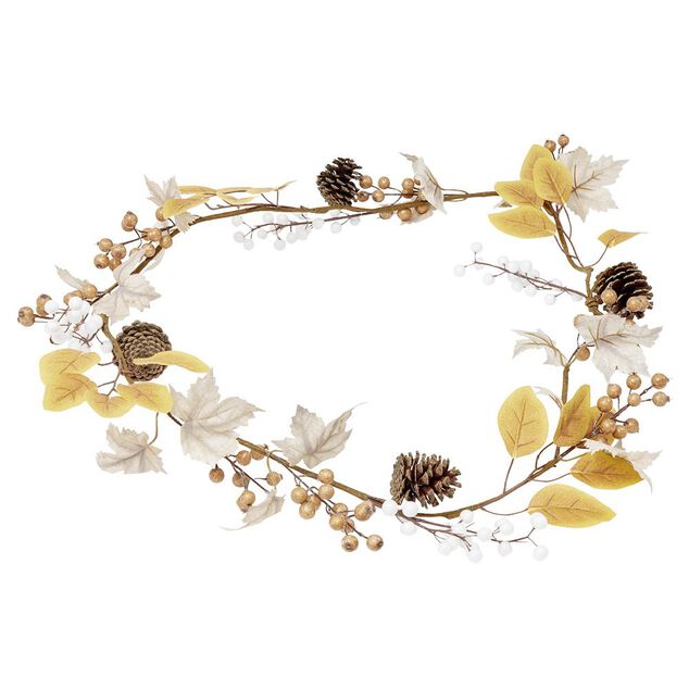 Guirlande artificielle automne feuilles baies pomme de pin L175cm