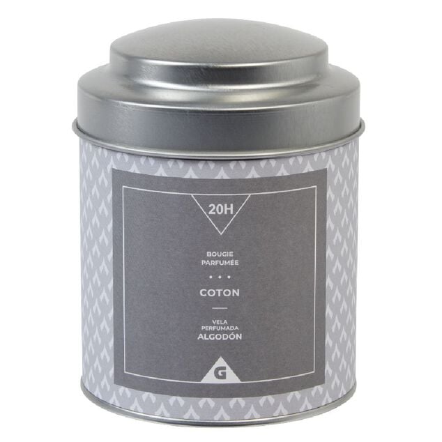 Bougie parfum&eacute;e dans pot en m&eacute;tal senteur coton