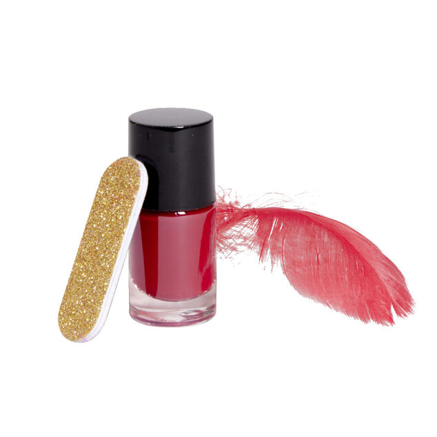 Boule de No&euml;l transparente &Oslash;8cm avec lime et vernis &agrave; ongles rouge