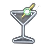 Décoration murale lumineuse néon forme cocktail margarita blanc et vert 21x30,5cm