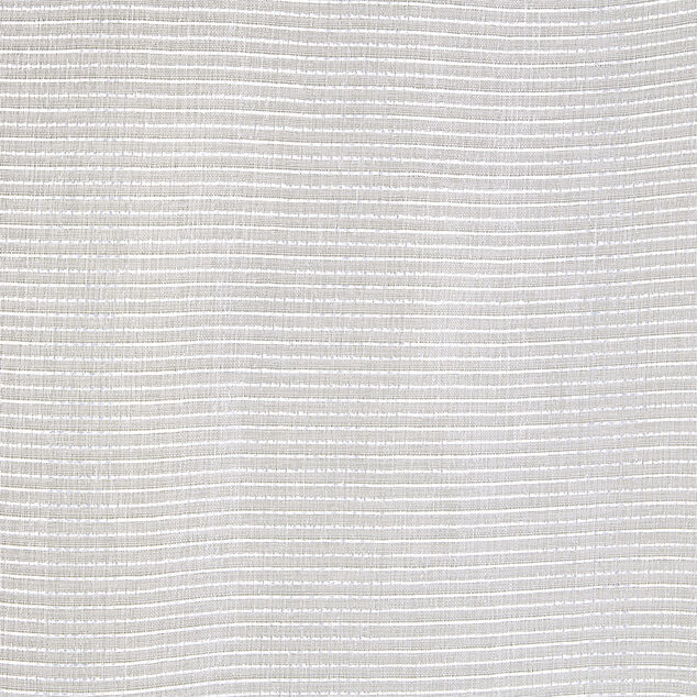 Voilage &agrave; oeillets rayures horizontales finition broderie blanc