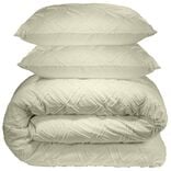 Parure de lit 2 personnes 260x240cm Queen Size uni tuft&eacute; (2 mod&egrave;les beige ou blanc)