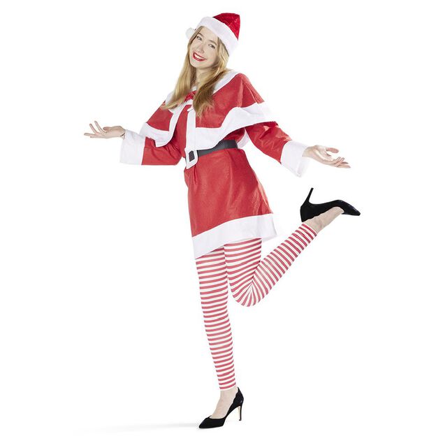 Legging No&euml;l &agrave; rayures rouge et blanc