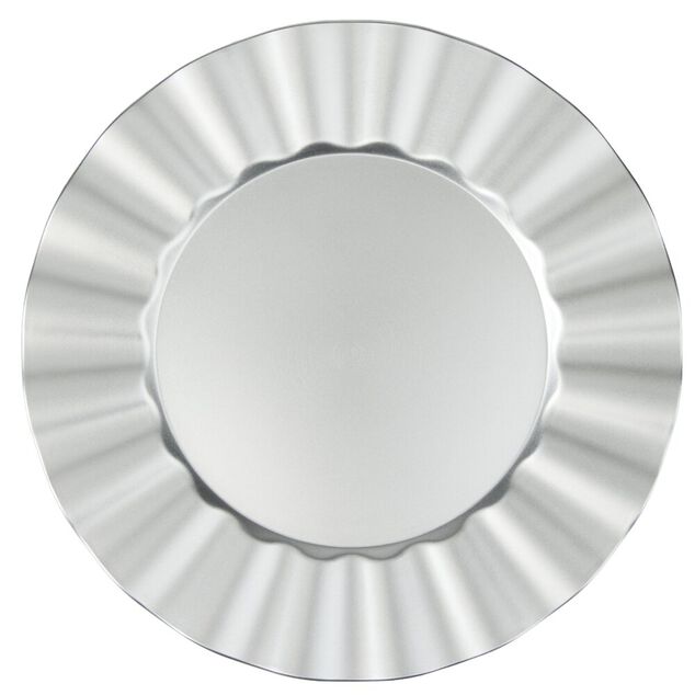 Sous-assiette bord ondul&eacute; &Oslash;33 cm argent&eacute;