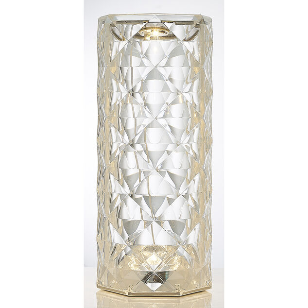 Lampe de table cylindrique design cristal transparent