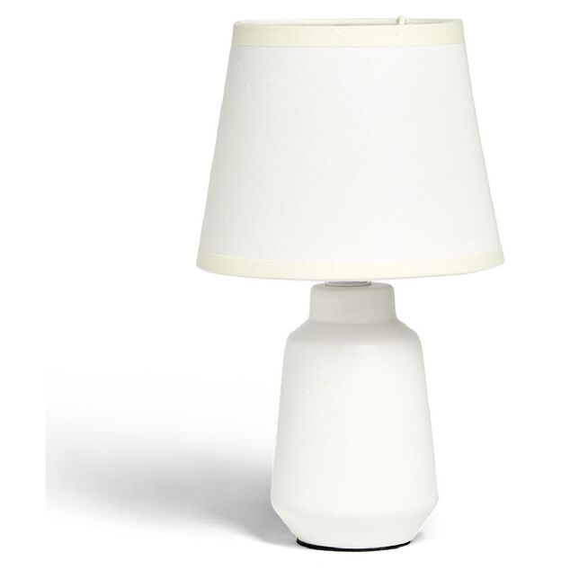 Lampe &agrave; poser en c&eacute;ramique avec abat-jour tissu blanc &Oslash;14,2xH24,5cm