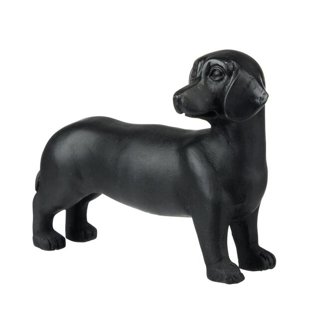 Statue chien teckel en r&eacute;sine petit mod&egrave;le L16,5xH10cm (2 mod&egrave;les noir ou blanc)