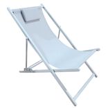 Chilienne Oxford pliante avec t&ecirc;ti&egrave;re aluminium et textil&egrave;ne gris 100x61xH92cm