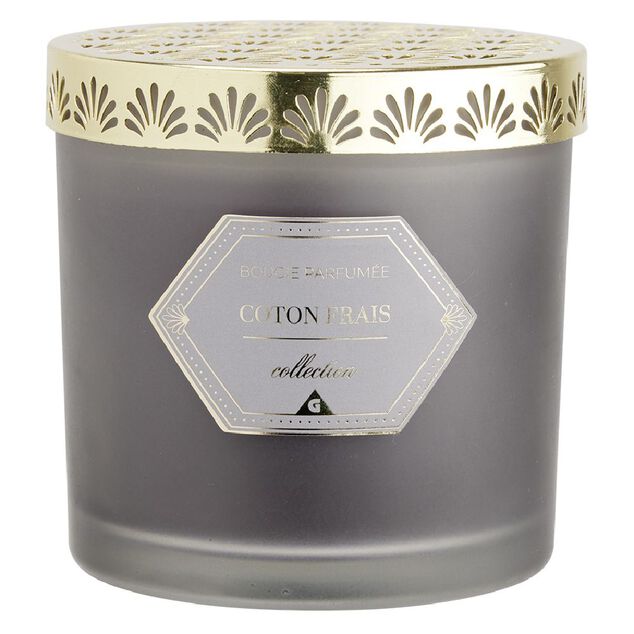 Bougie chic top métal grise Ø10 cm