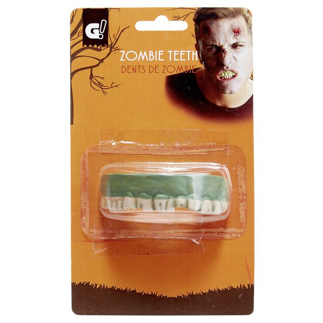 Dentier zombie vert et blanc