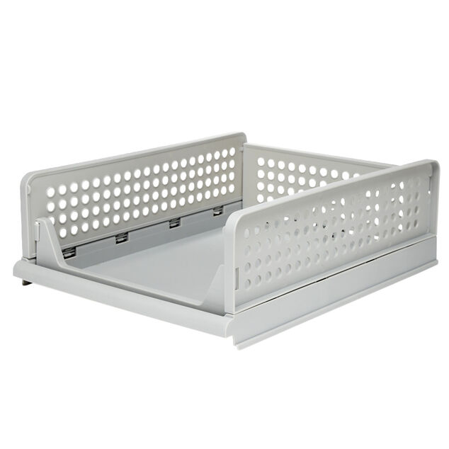Tiroir de rangement superposable pliant gris 43x33,5x14cm Taille S
