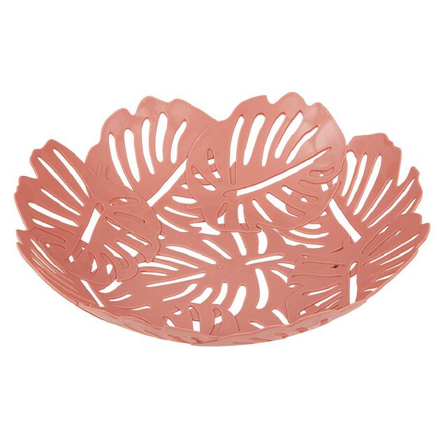 Corbeille &agrave; fruits design feuilles vert rose ou beige