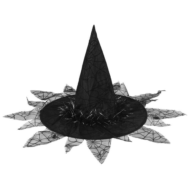 Chapeau de sorci&egrave;re et toiles d'araign&eacute;es Halloween noir