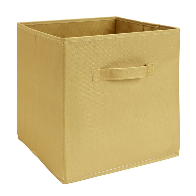 Pani&egrave;re de rangement Box Cube cartonn&eacute;e jaune moutarde 31x31xH29cm