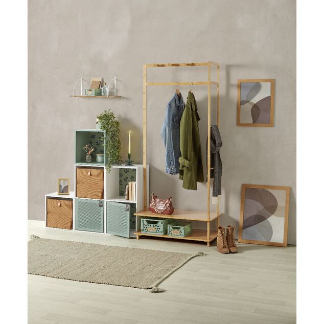 Caisse pliable avec porte-&eacute;tiquette vert L25xl16,5xH10cm