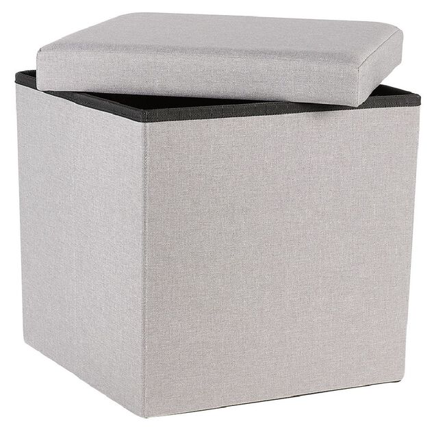 Coffre pouf Clara tissu gris 38x38xH37,5cm