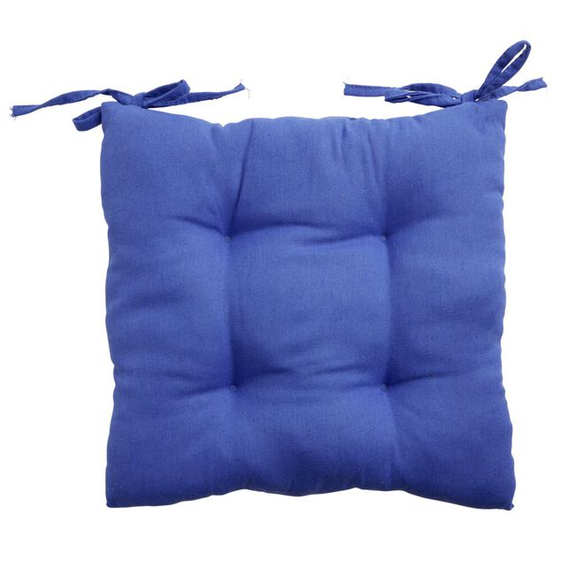 Galette de chaise carr&eacute;e 38x38cm bleu
