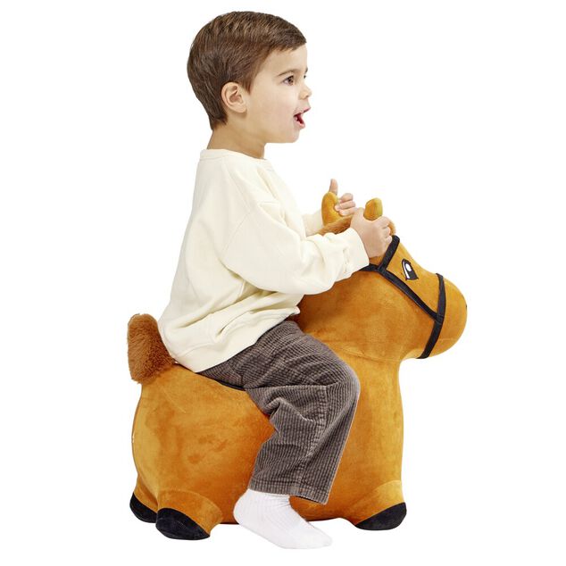 Animal sauteur cheval marron à gonfler 27x53xH53cm