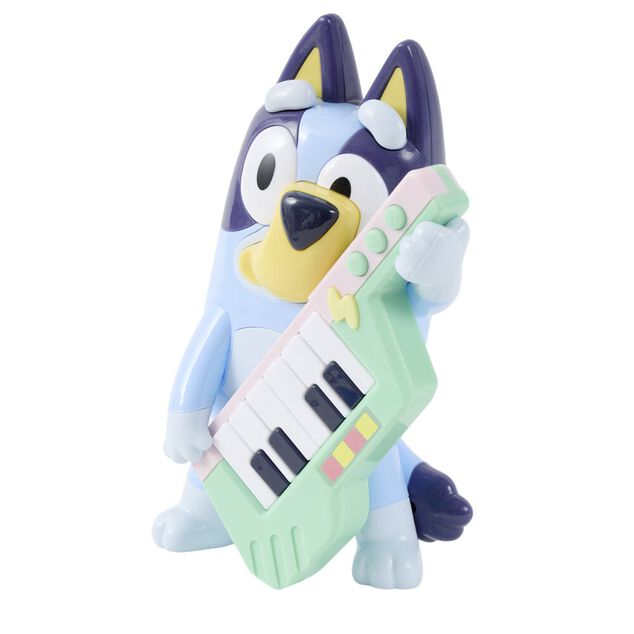 Figurine enfant Bluey avec synth&eacute;tiseur son et lumi&egrave;re 20x10xH26cm