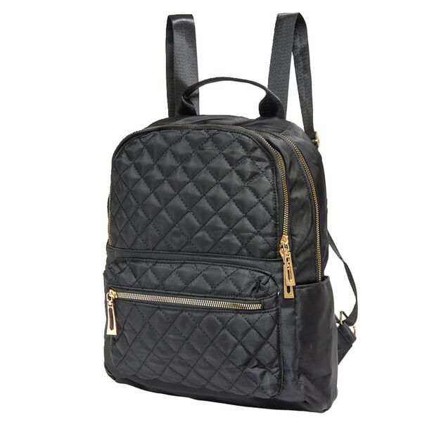 Sac &agrave; dos femme noir matelass&eacute; d&eacute;tails dor&eacute;s 31x15xH34cm