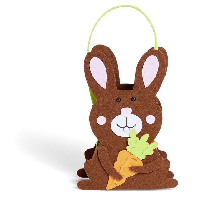 Panier lapin de P&acirc;ques en feutre marron H24,5cm