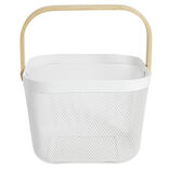 Corbeille à fruit métal mesh blanc et anse bambou