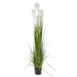 Plante artificielle XL verte tiges plumeaux blancs &Oslash;33xH160cm